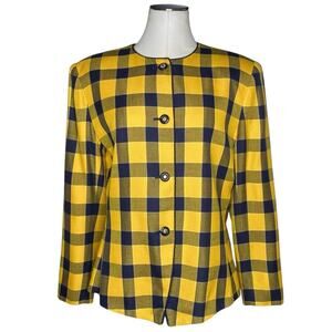 Le Suit Checkered Vintage Blazer Jacket size 14